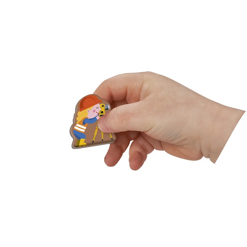Libro magnetico per bambini a tema costruzioni con 50 magneti e 18 modelli da seguire